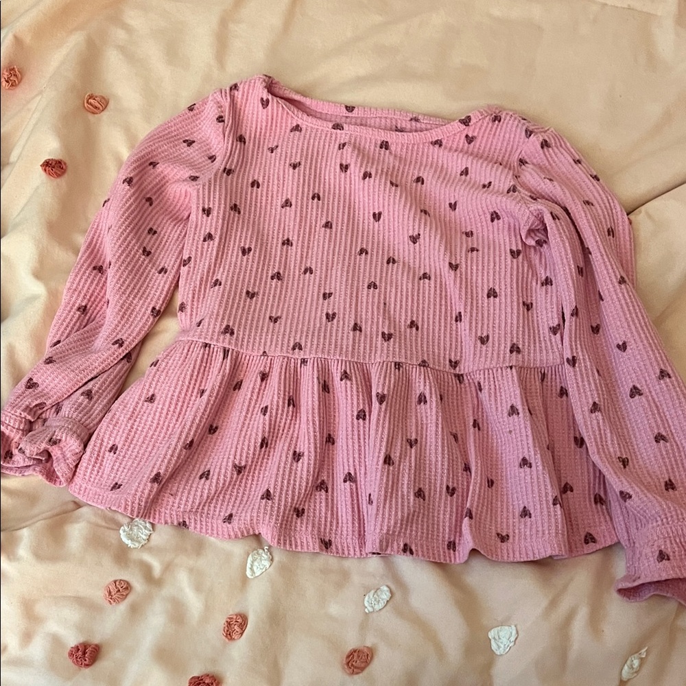 Cat & Jack Pink Long Sleeve Kids Top with Heart Design